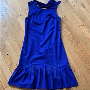 Royal Blue Pleated Bottom Dress with Bow on Back